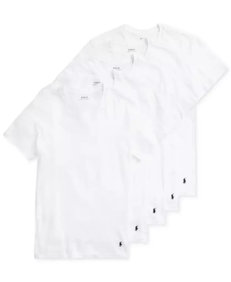 폴로 랄프 로렌 남성용 5개입 슬림 핏 클래식 코튼 브이넥 티셔츠 915639